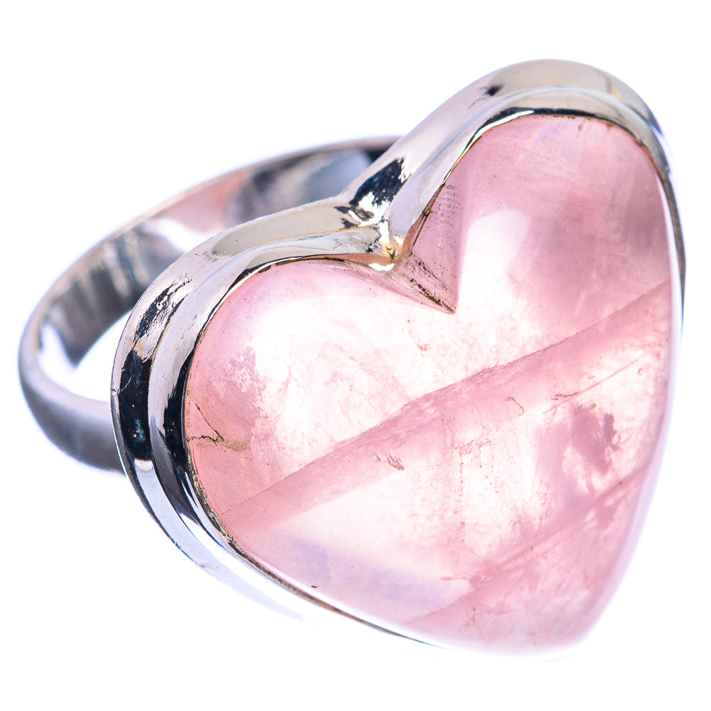 Large Rose Quartz 925 Sterling Silver Ring Size 7.25