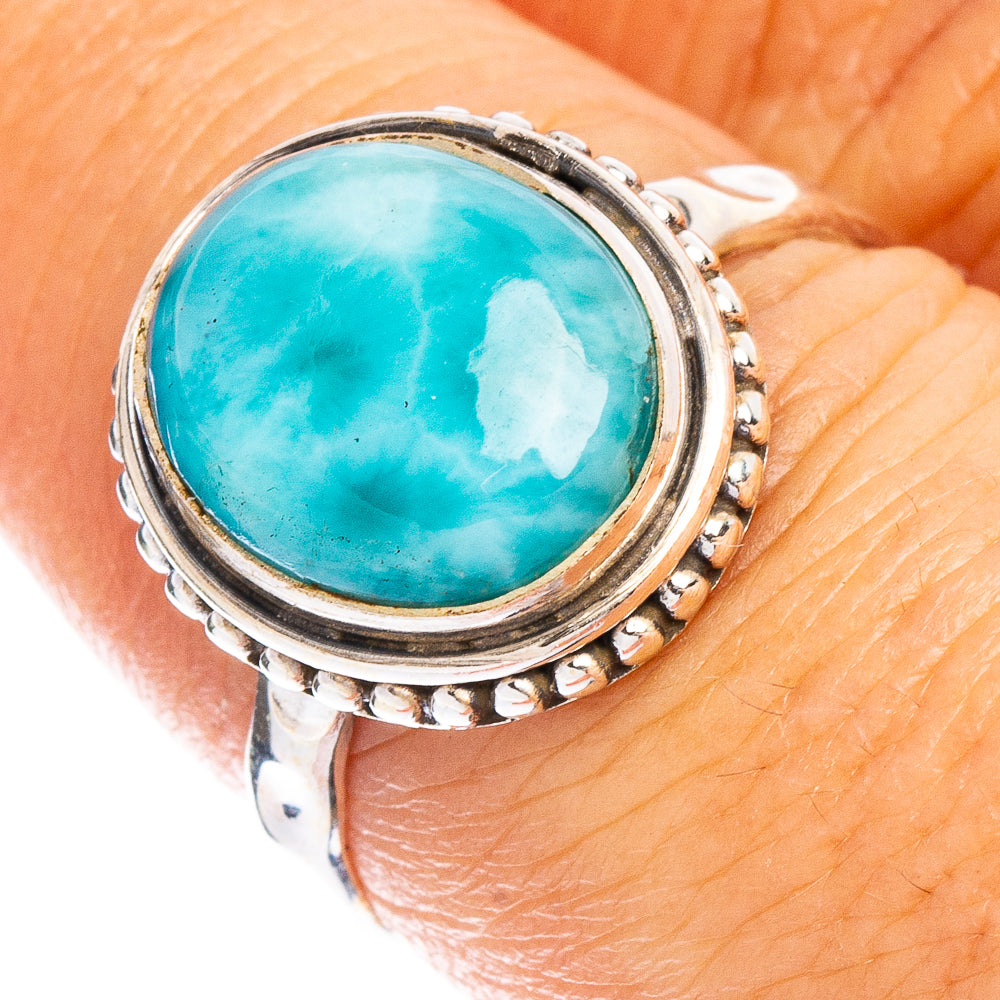 Rare Larimar Ring Size 7.5 (925 Sterling Silver) R7894