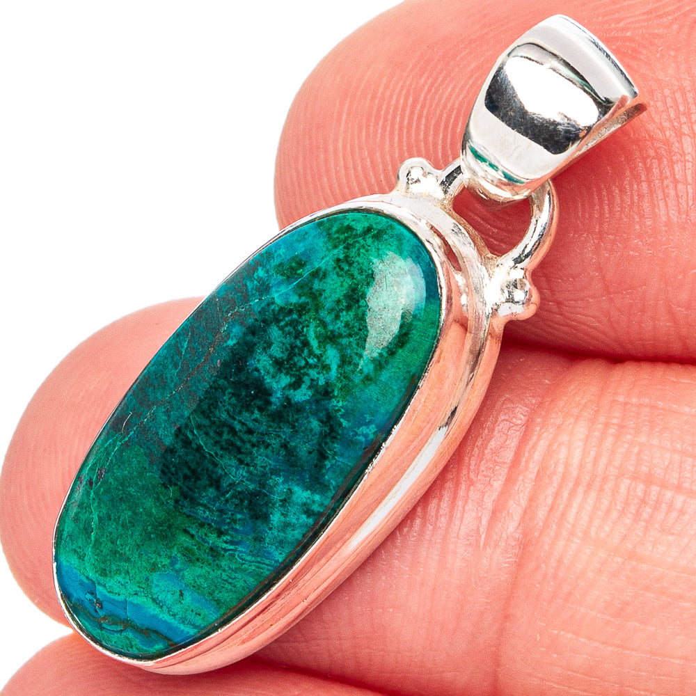 Chrysocolla Pendant 1 1/4" (.925 Sterling Silver)