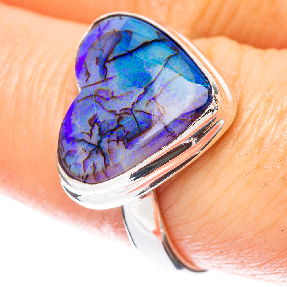 Rare Sterling Opal Heart Ring Size 8.25 (925 Sterling Silver) R3085