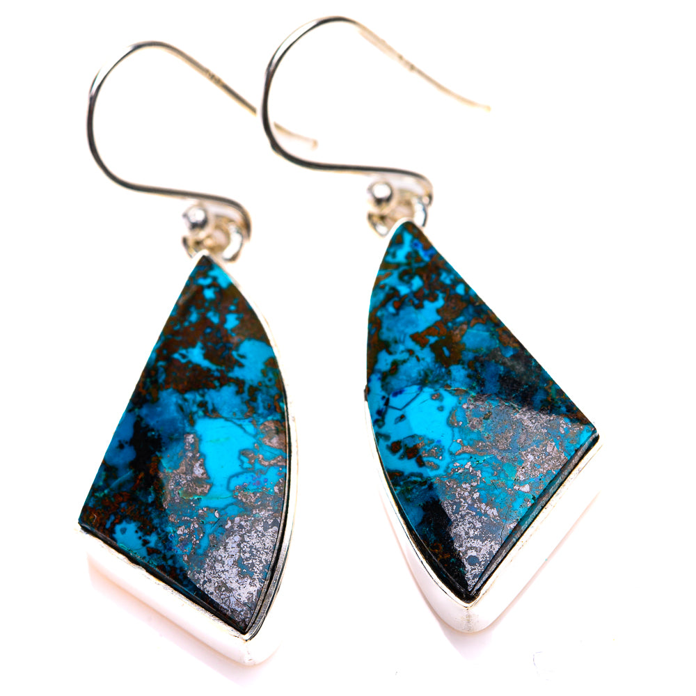 Shattuckite Earrings 1 1/2" (925 Sterling Silver) EARR432142