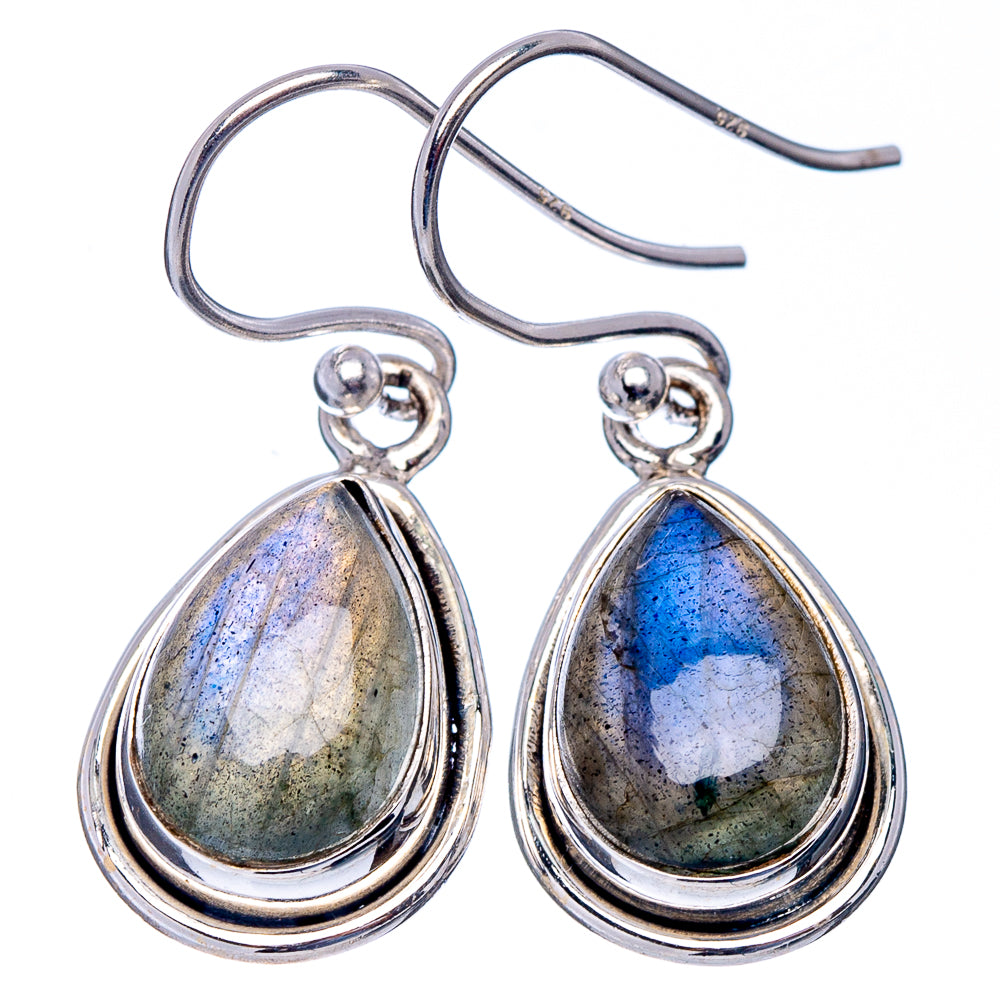 Labradorite Earrings 1 1/8" (.925 Sterling Silver)
