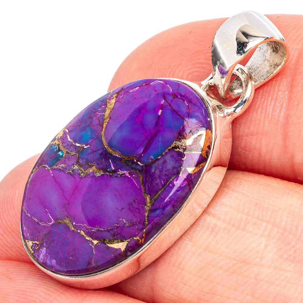 Purple Copper Composite Turquoise Pendant 1 1/4" (925 Sterling Silver) P44914