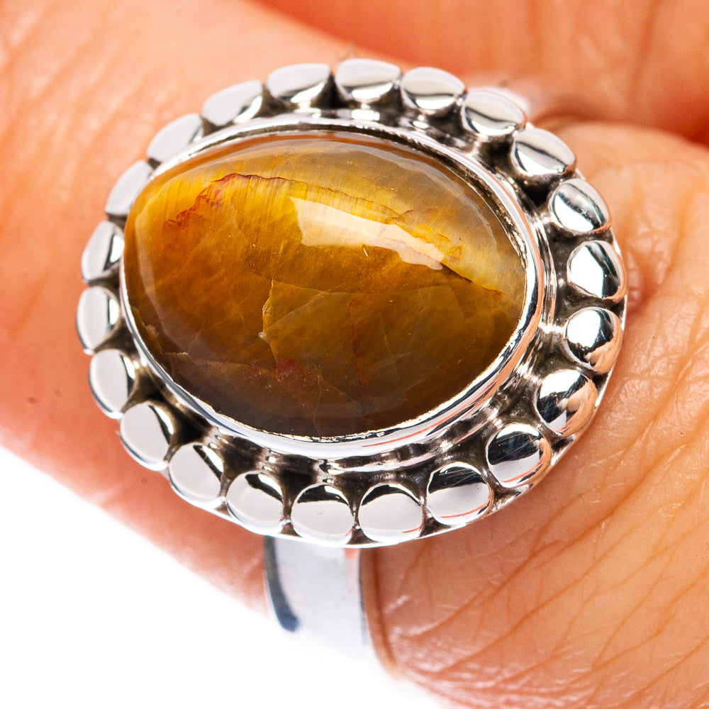 Tiger Eye Ring Size 6.75 (925 Sterling Silver) R1955