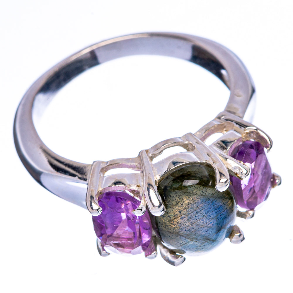Labradorite, Amethyst Ring Size 6.5 (925 Sterling Silver) R146071