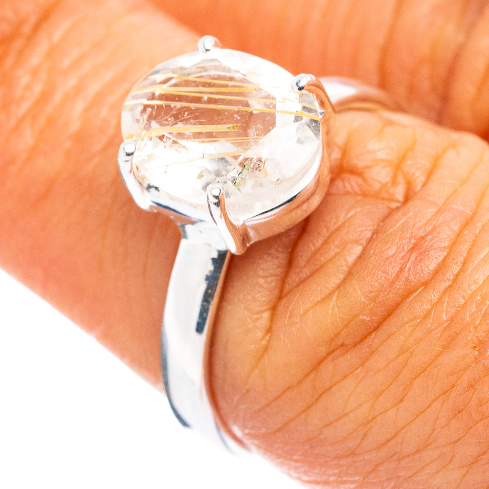 Rutilated Quartz Ring Size 7.25 (.925 Sterling Silver)