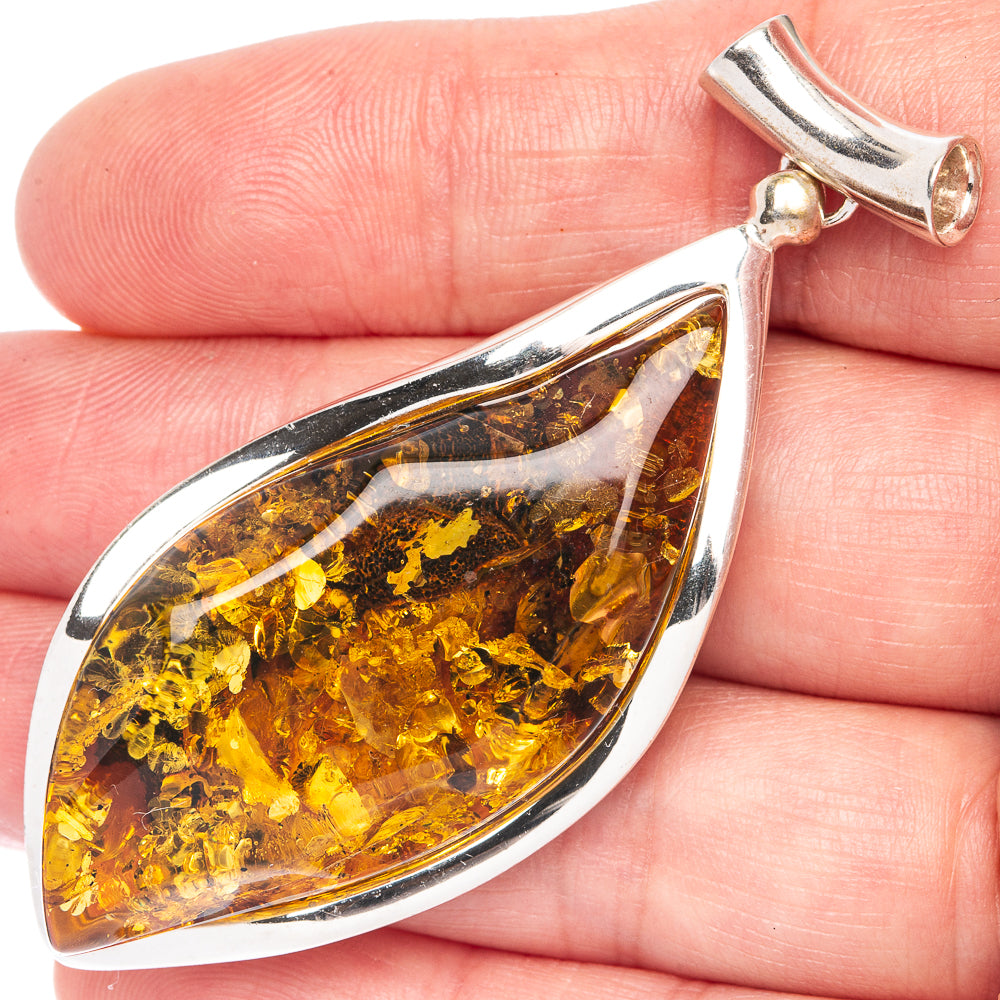 Anasilvercos Baltic Amber Pendant 2 1/2" (925 Sterlnig Silver)