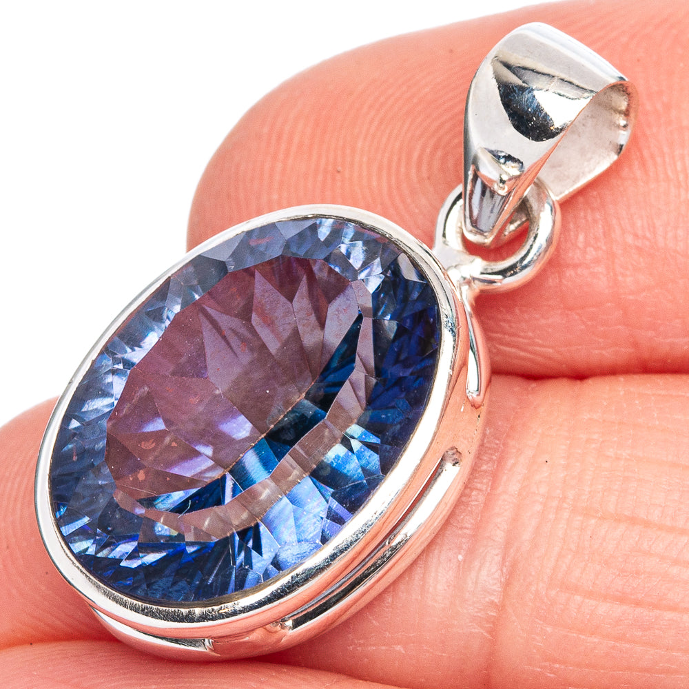 Blue Mystic Topaz Pendant 1 1/8" (925 Sterling Silver) P40340