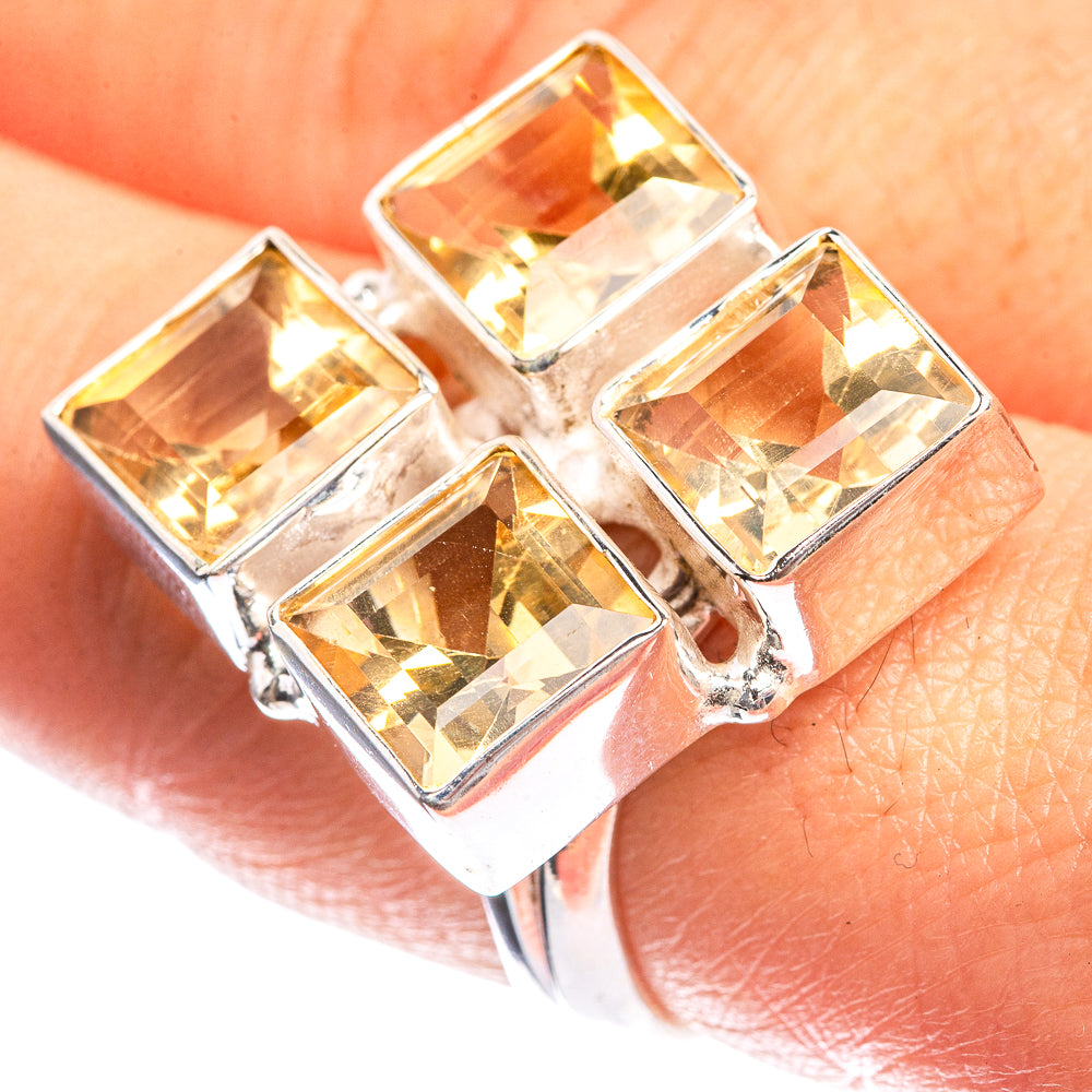 Large Faceted Citrine 925 Sterling Silver Ring Size 8.25