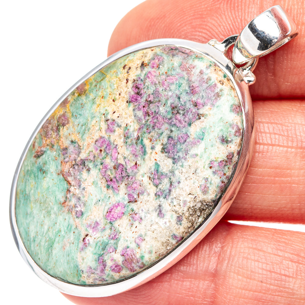 Ruby Fuchsite Pendant 1 7/8" (.925 Sterling Silver)