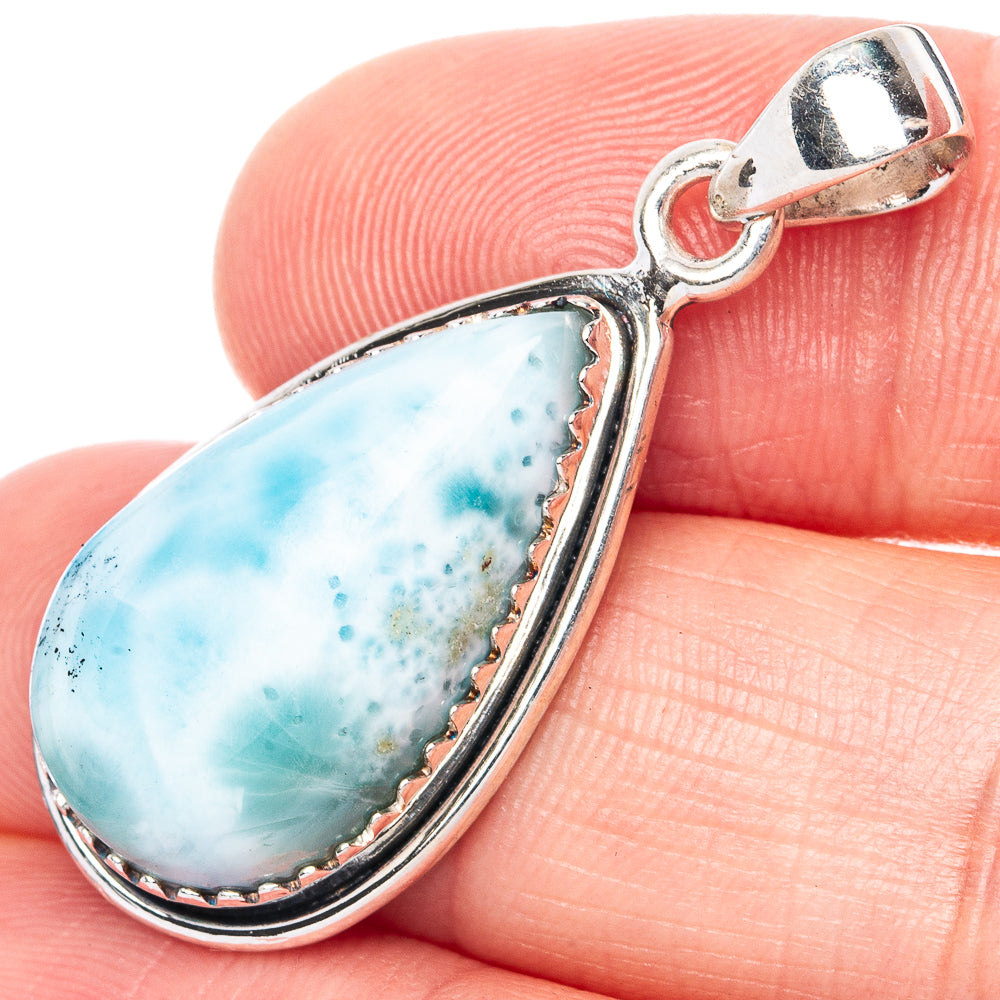 Larimar 925 Sterling Silver Pendant 1 3/8" (925 Sterling Silver) P41884