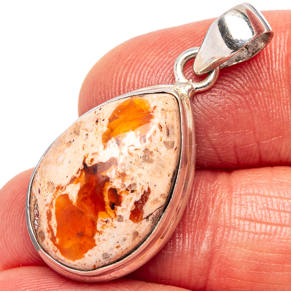 Rare Mexican Fire Opal Pendant 1 3/8" (.925 Sterling Silver)