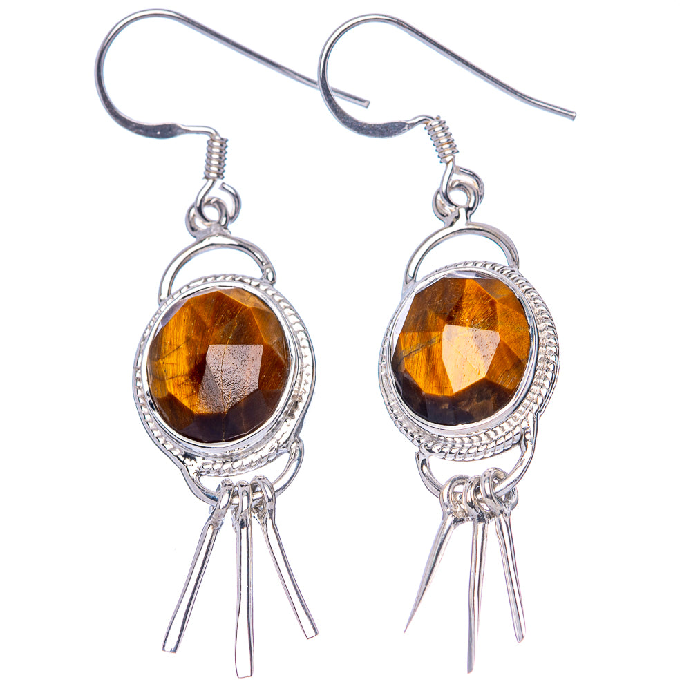 Asc Premium Tiger Eye Earrings 2" (925 Sterling Silver) E1334