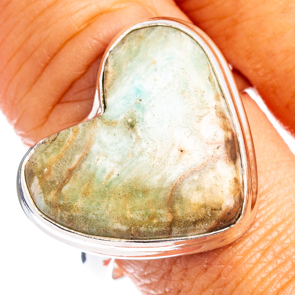 Blue Aragonite Heart Ring Size 10.75 (.925 Sterling Silver)