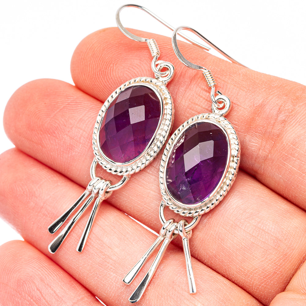 Premium Amethyst Earrings 1 7/8" (925 Sterling Silver) E2529