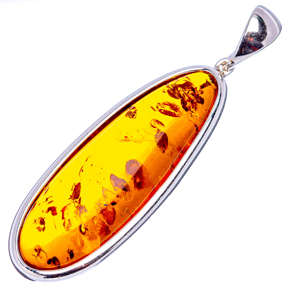 Baltic Amber Pendant 2" (.925 Sterling Silver)