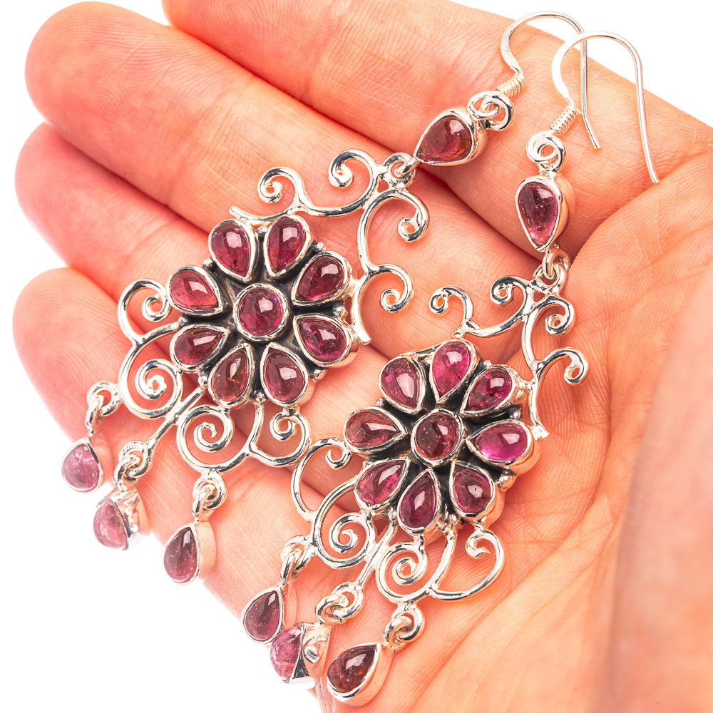 Signature Pink Tourmaline Earrings 3 1/8" (925 Sterling Silver) E432325