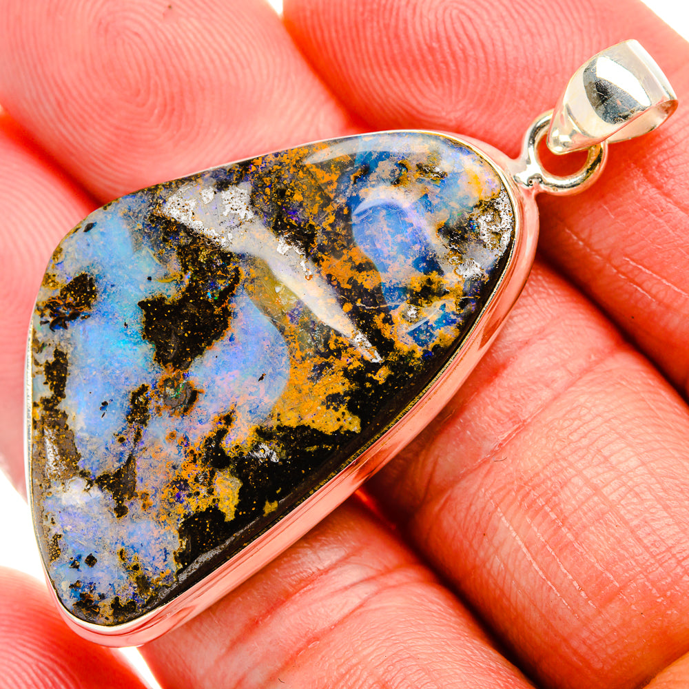 Boulder Opal 925 Sterling Silver Pendant 2" (925 Sterling Silver) PD38286