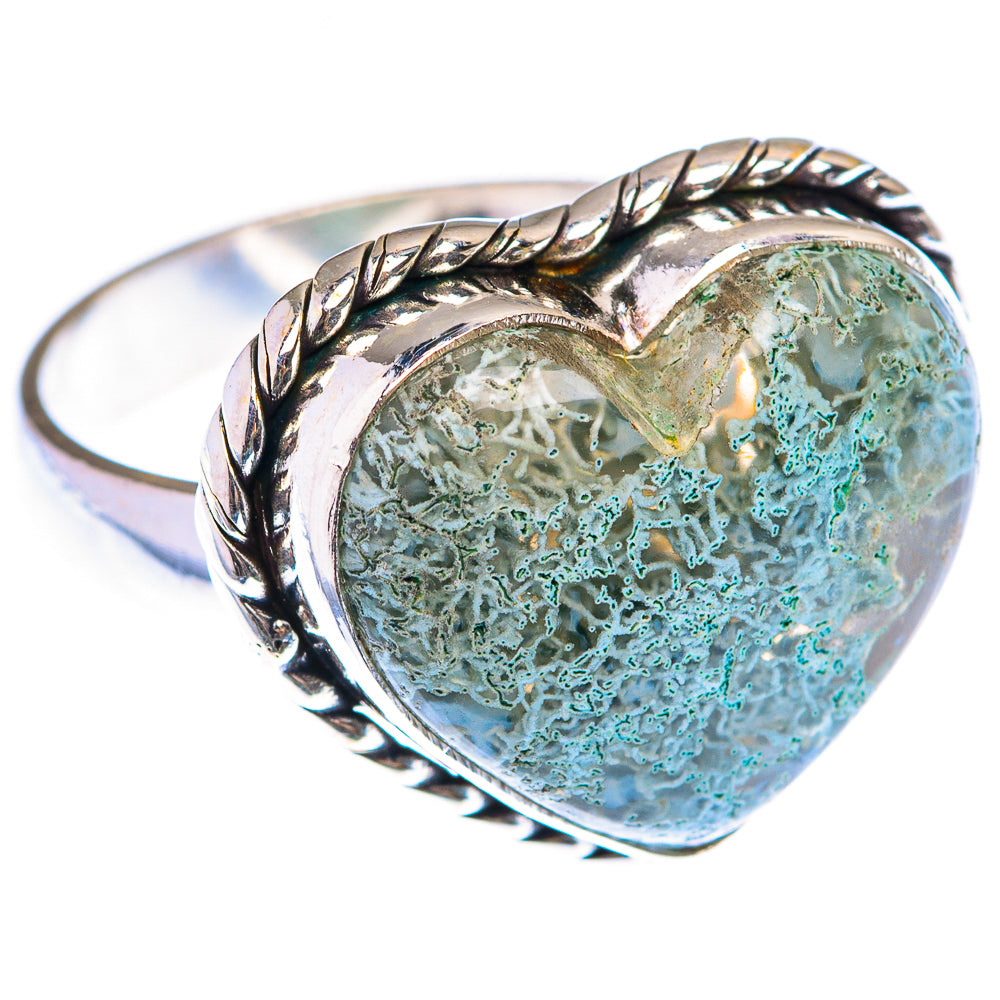 Green Moss Agate Ring Size 7.5 (925 Sterling Silver) RING139962