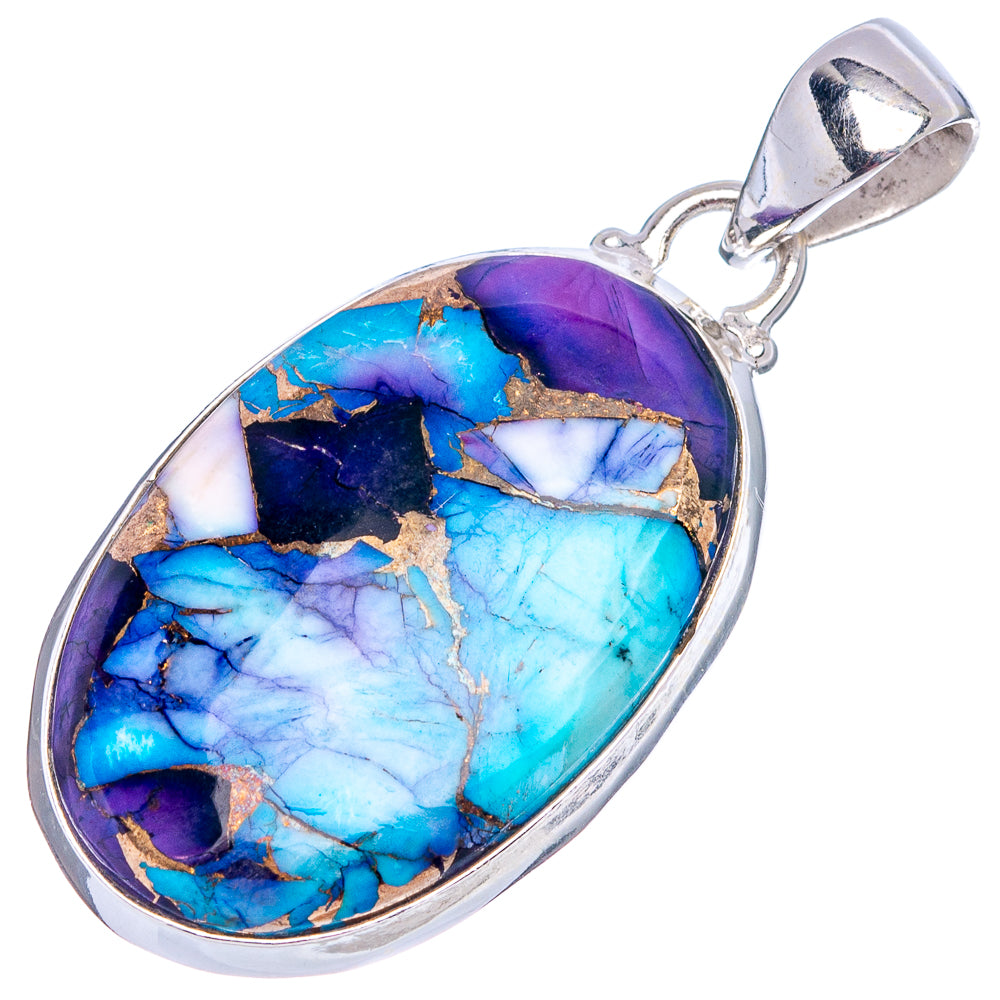 Purple Dahlia Mohave Turquoise Pendant 1 5/8" (.925 Sterling Silver)