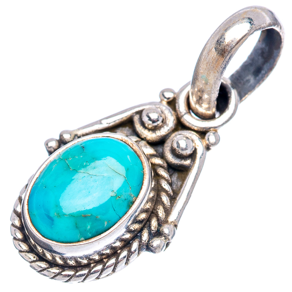 Dainty Mojave Turquoise Pendant 7/8" (.925 Sterling Silver)