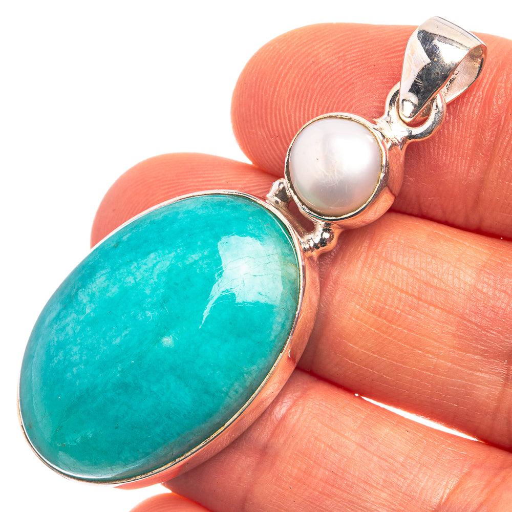 Apatite, Cultured Pearl Pendant 2" (925 Sterling Silver) P38915