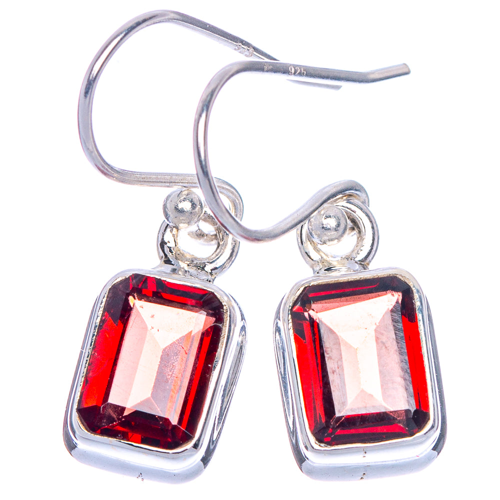 Garnet Earrings 1 1/8" (925 Sterling Silver) E1063