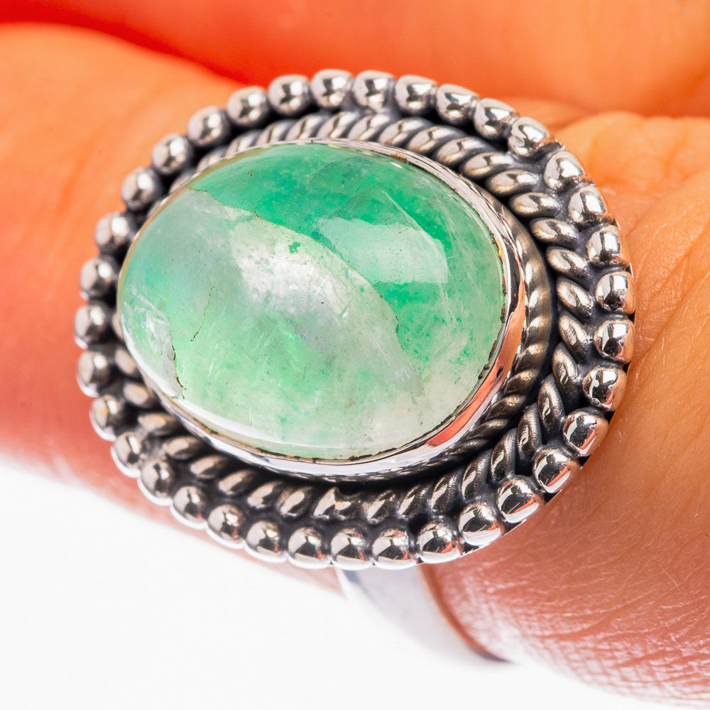 Green Moonstone Ring Size 6.5 (925 Sterling Silver) R142152