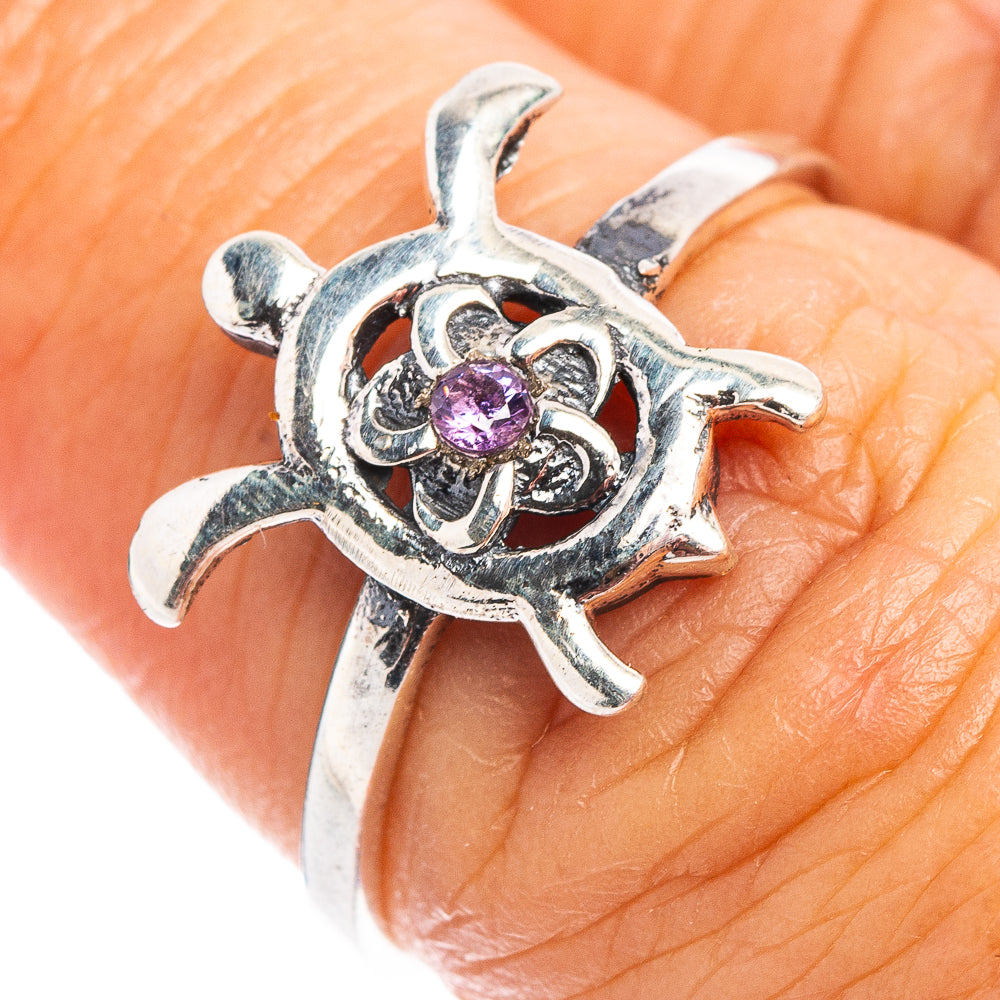 Amethyst Seaturtle Dainty Ring Size 6.5 (.925 Sterling Silver)