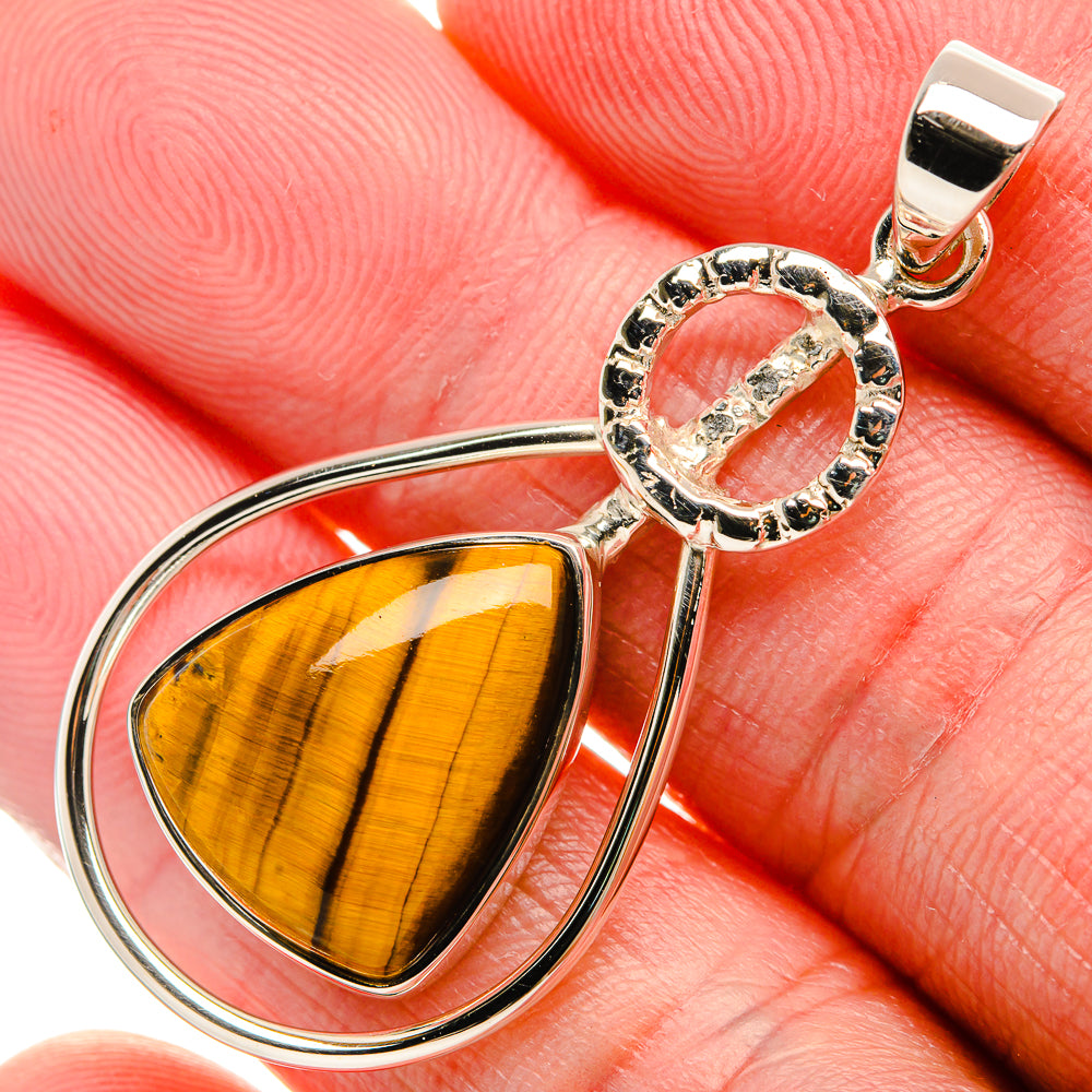 Premium Tiger Eye 925 Sterling Silver Pendant 1 3/4" (925 Sterling Silver) PD37762