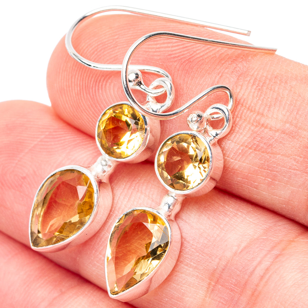 Citrine Earrings 1 1/2" (925 Sterling Silver) E3078