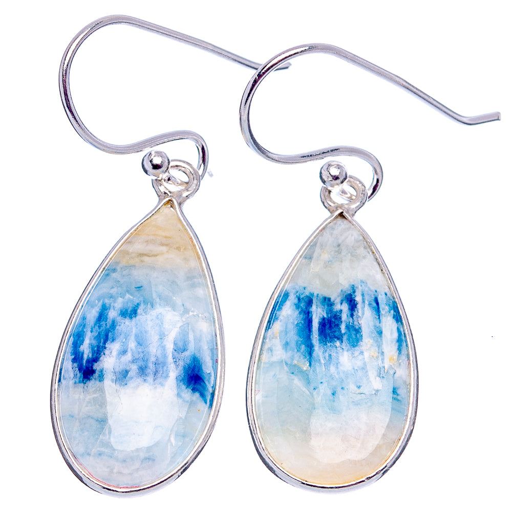 Blue Scheelite Earrings 1 3/8" (.925 Sterling Silver)