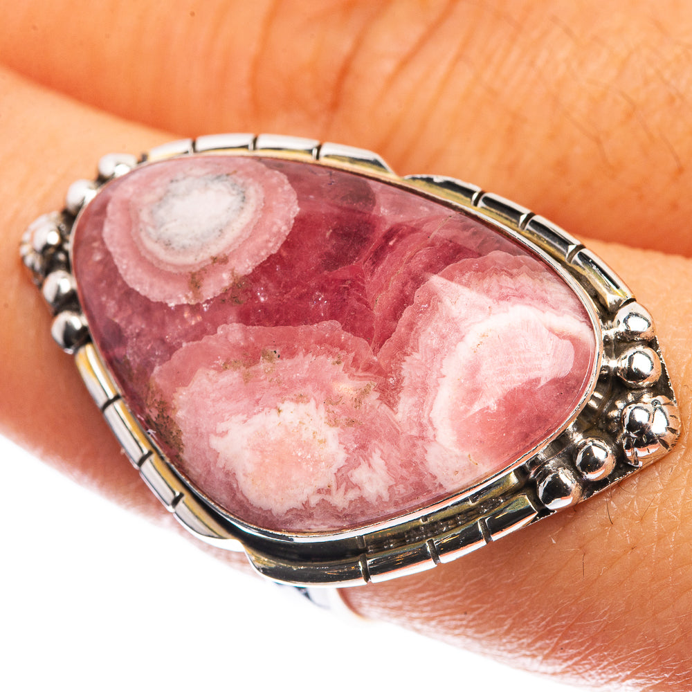 Large Rhodochrosite 925 Sterling Silver Ring Size 8.5