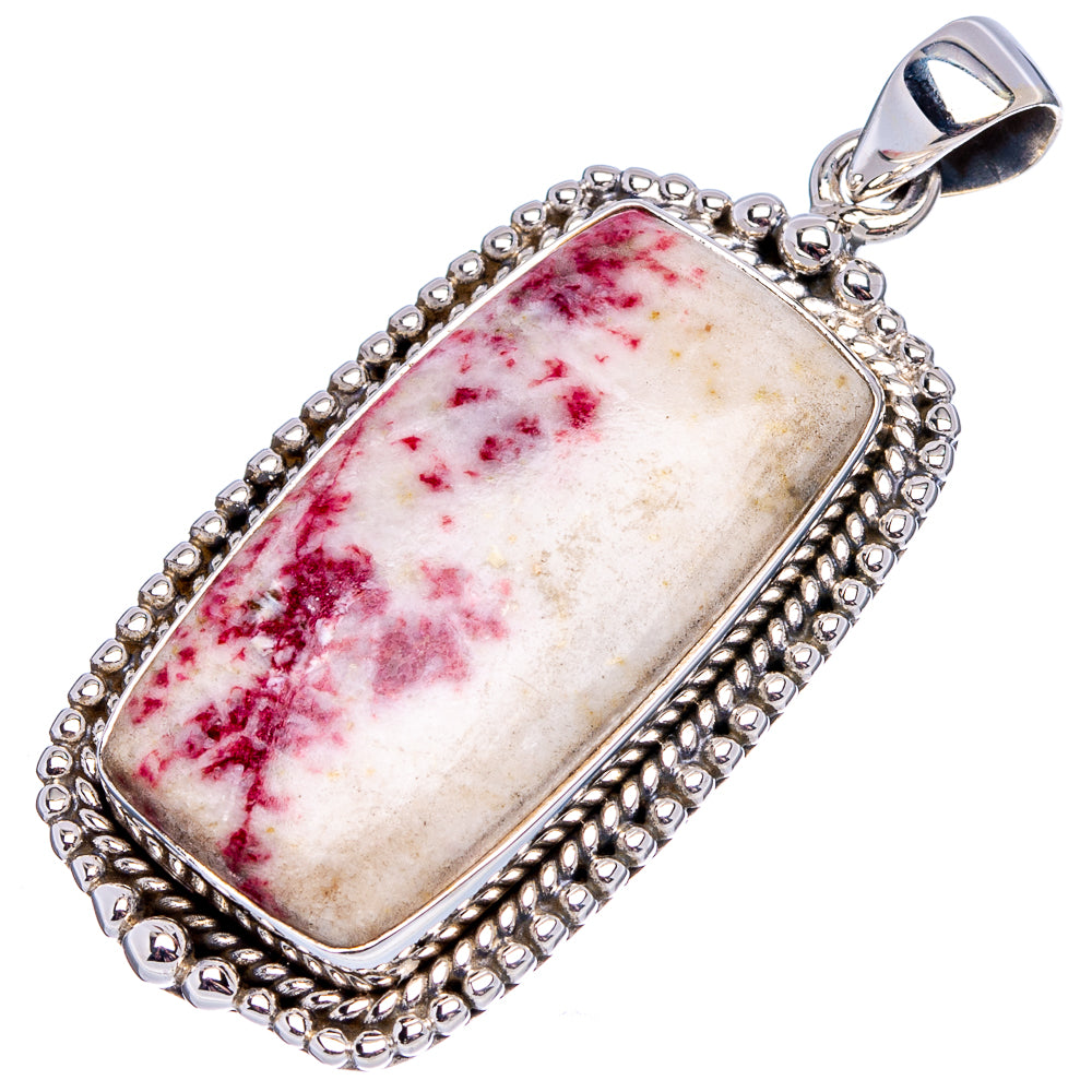 Premium Cinnabar In Dolomite Pendant 2" (.925 Sterling Silver)