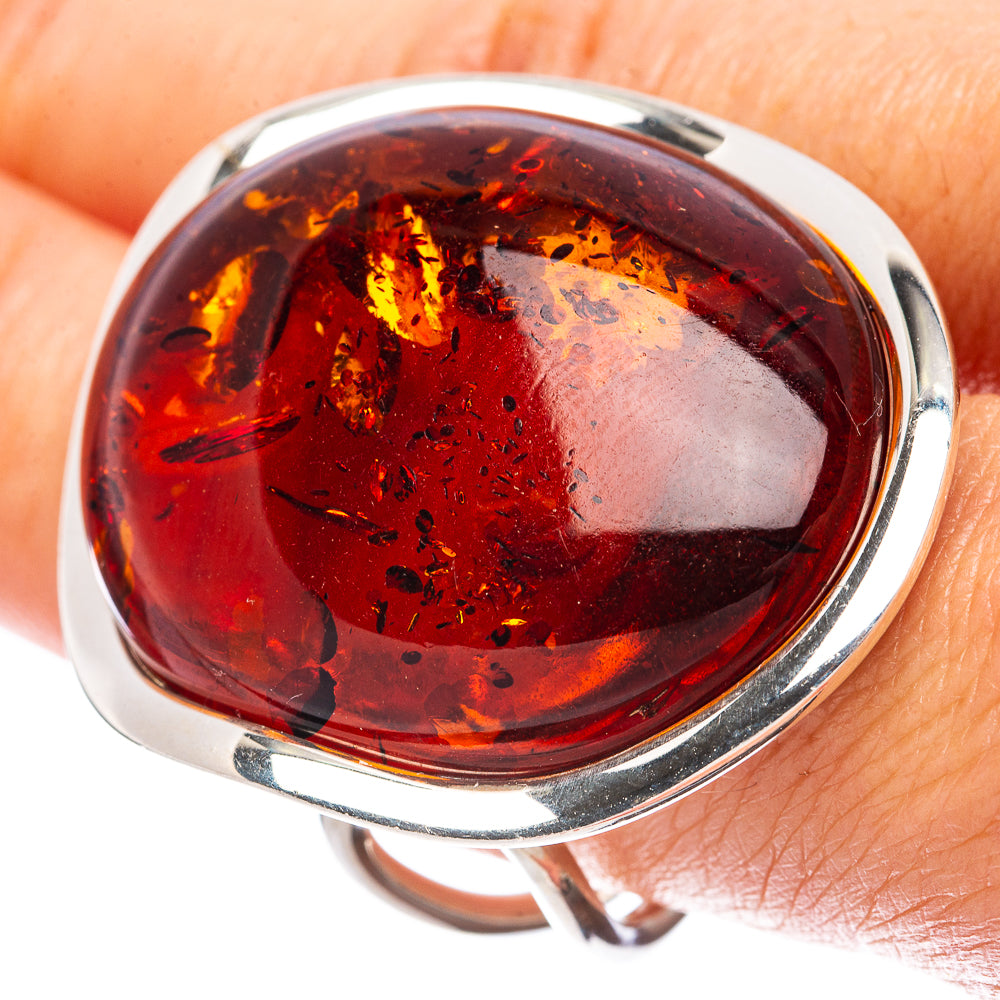 Baltic Amber Ring Size 9 Adjustable (925 Sterling Silver) R1898