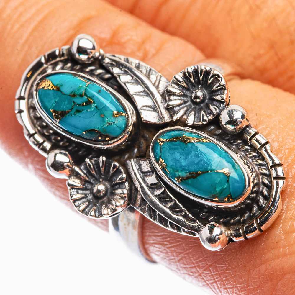 Blue Copper Composite Turquoise Ring Size 8.25 (925 Sterling Silver) R142277