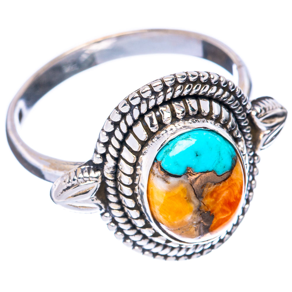 Spiny Oyster Turquoise Ring Size 7.75 (925 Sterling Silver) R3131