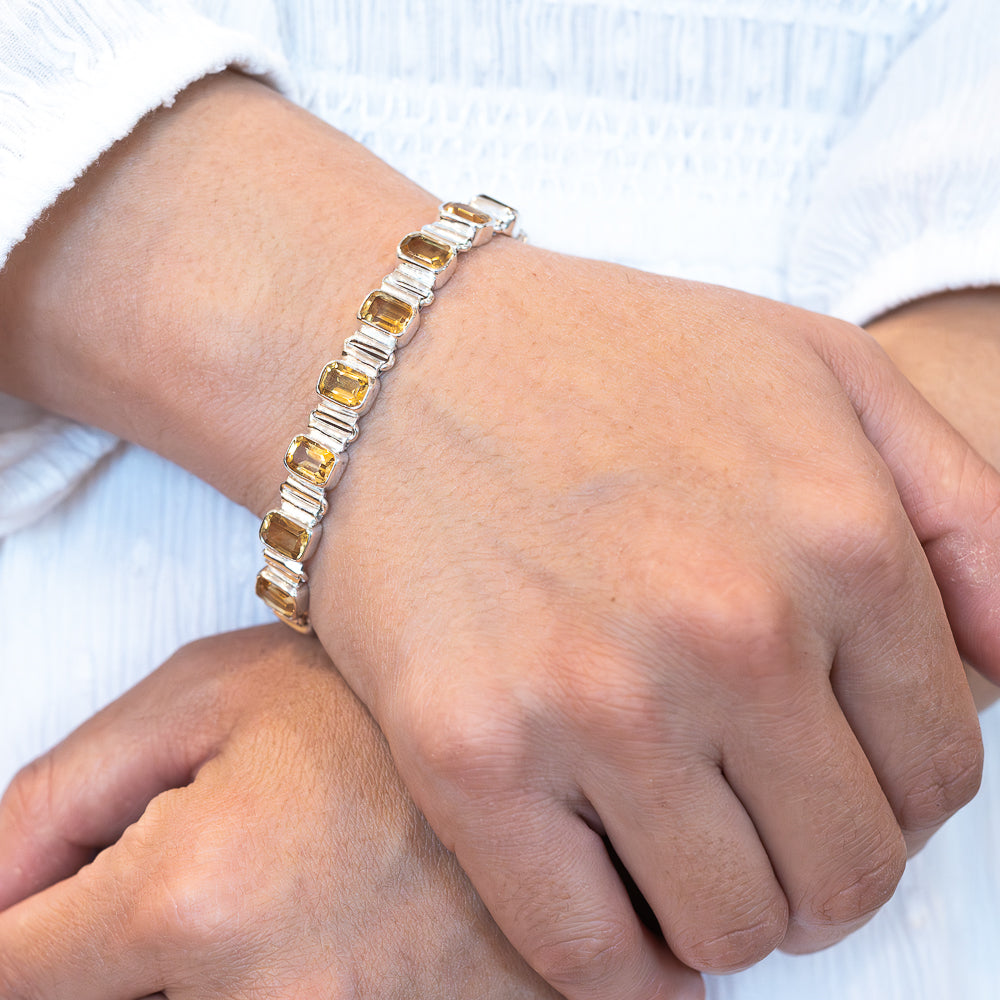Citrine Bracelet (925 Sterling Silver) 6 7/8 to 7 7/8" BR90309