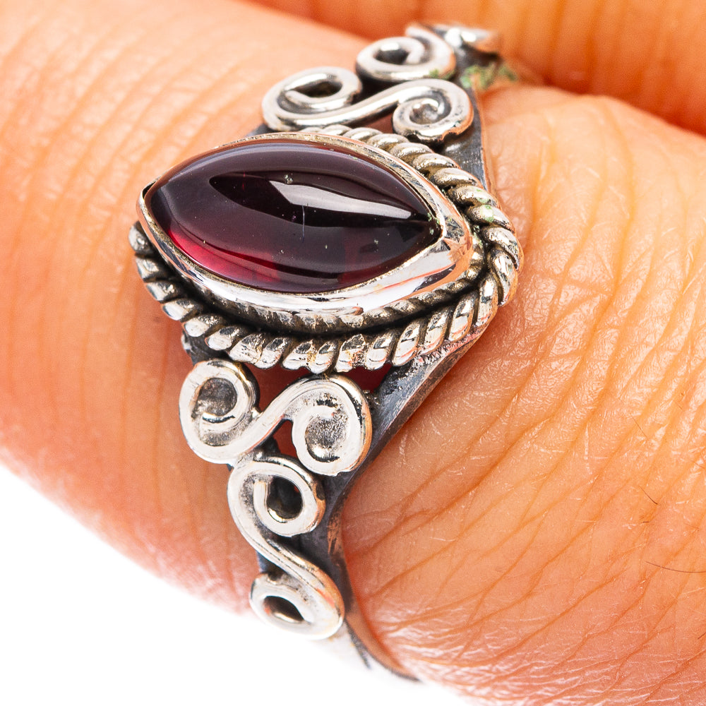 Garnet Dainty Ring Size 7.75 (925 Sterling Silver) R5792