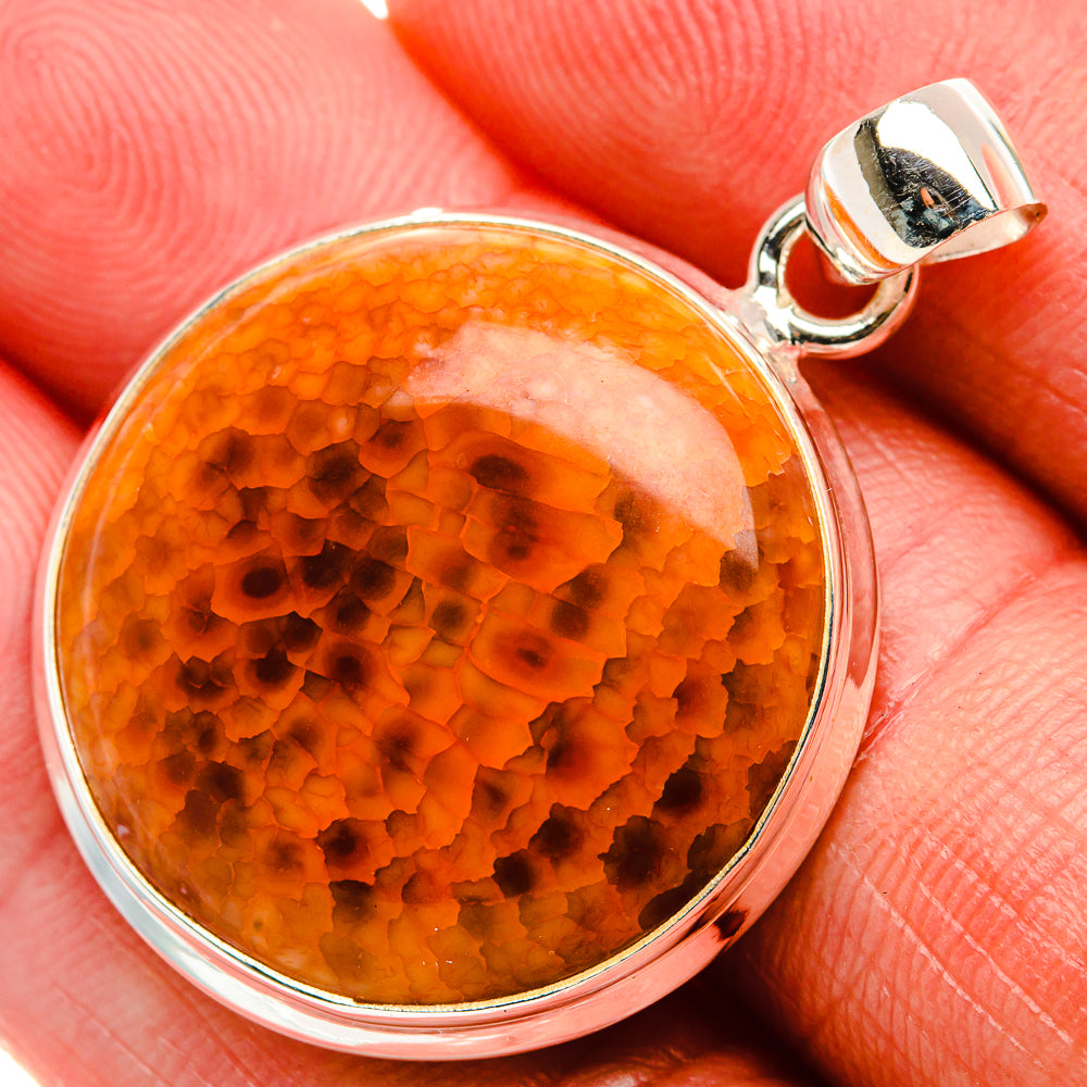 Fire Crab Agate Pendant 1 1/2" (925 Sterling Silver) PD37946