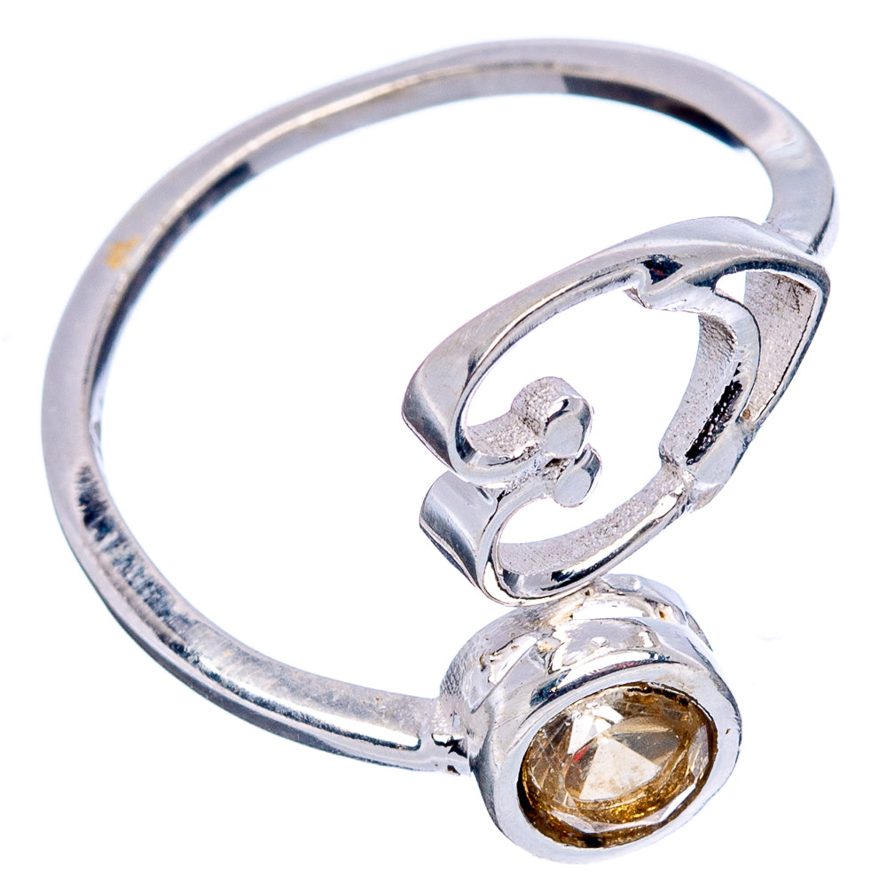 Citrine Heart Dainty Ring Size 6 Adjustable (.925 Sterling Silver)