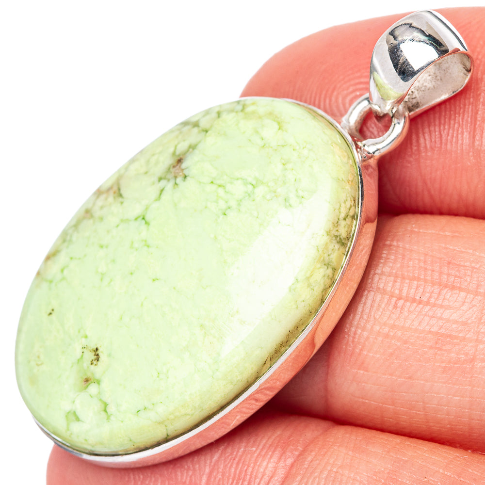 Lemon Chrysoprase Pendant 1 5/8" (925 Sterling Silver) P42842