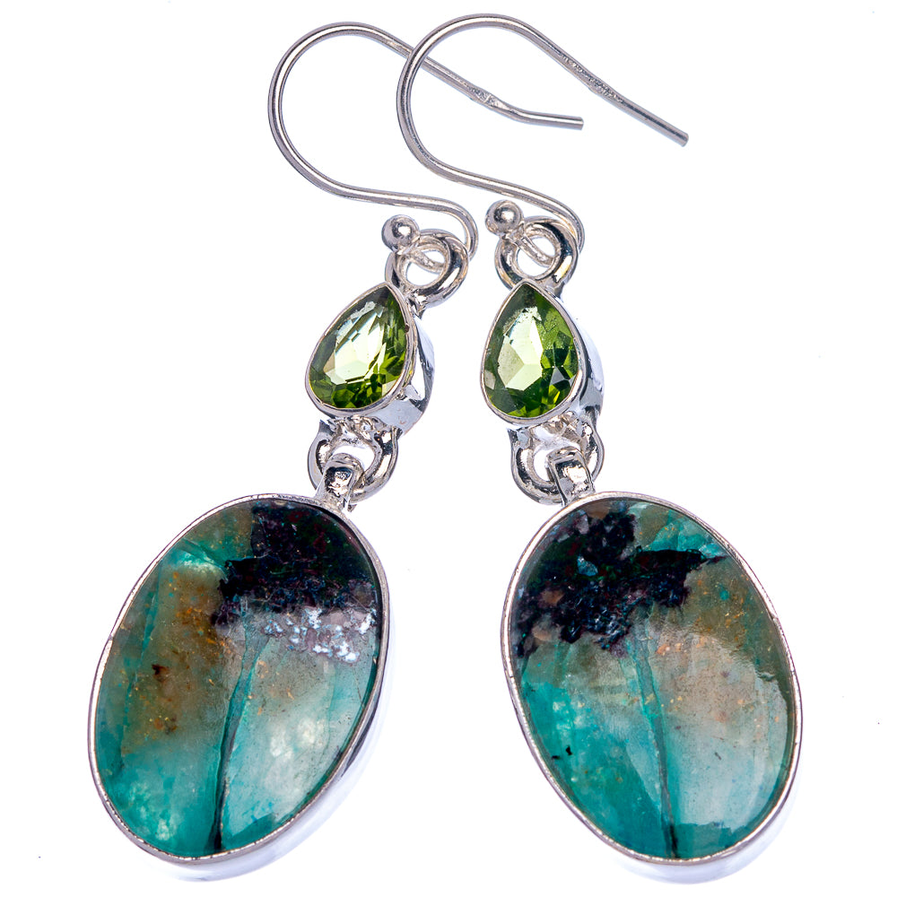Apatite, Peridot Earrings 1 7/8" (925 Sterling Silver) E433031