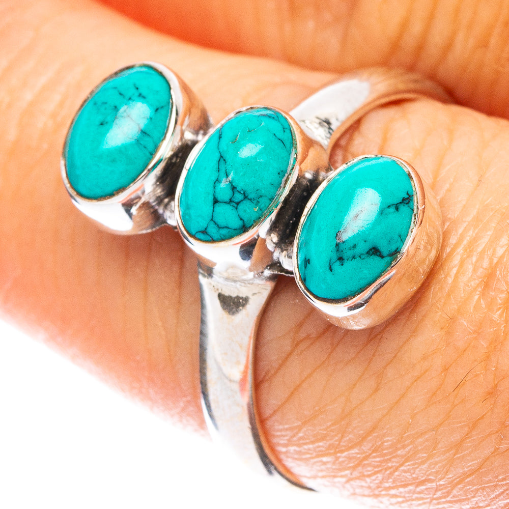 Tibetan Turquoise Dainty Ring Size 8.25 (925 Sterling Silver) R5280