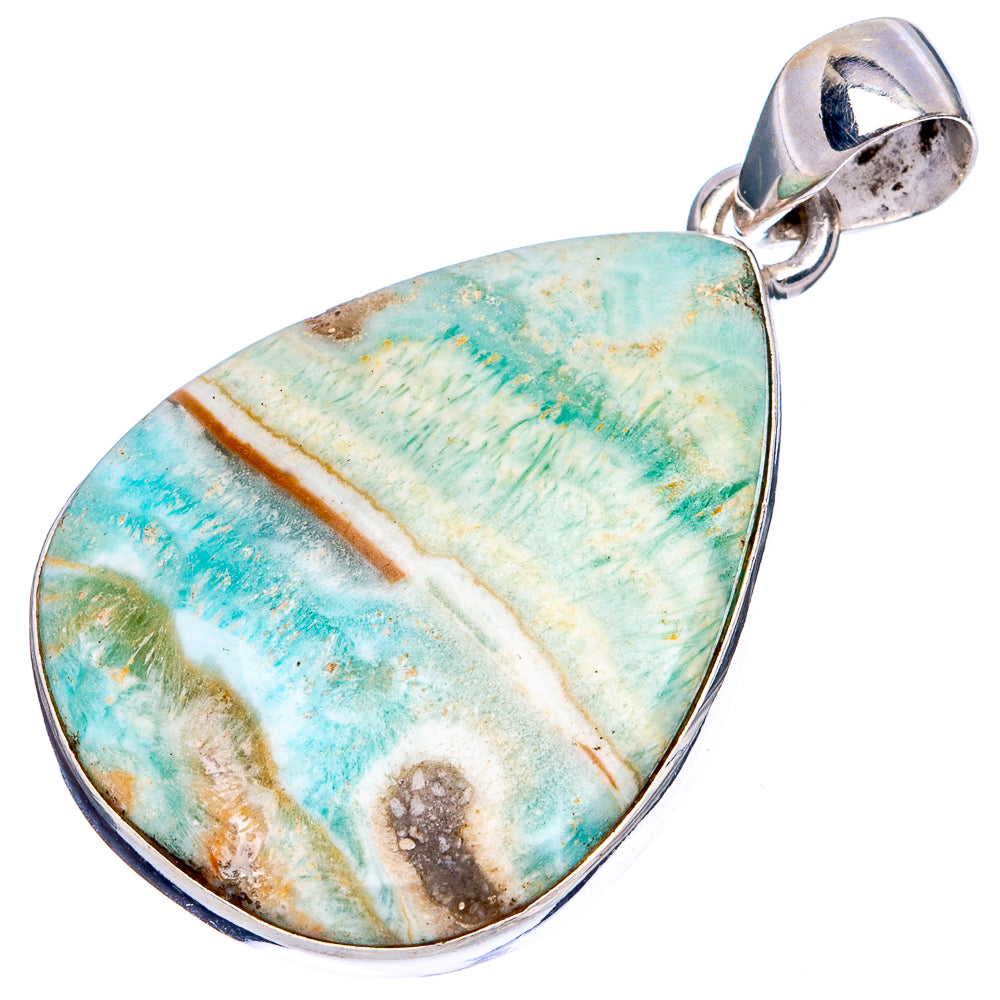 Blue Aragonite Pendant 1 1/2" (925 Sterling Silver) P43287