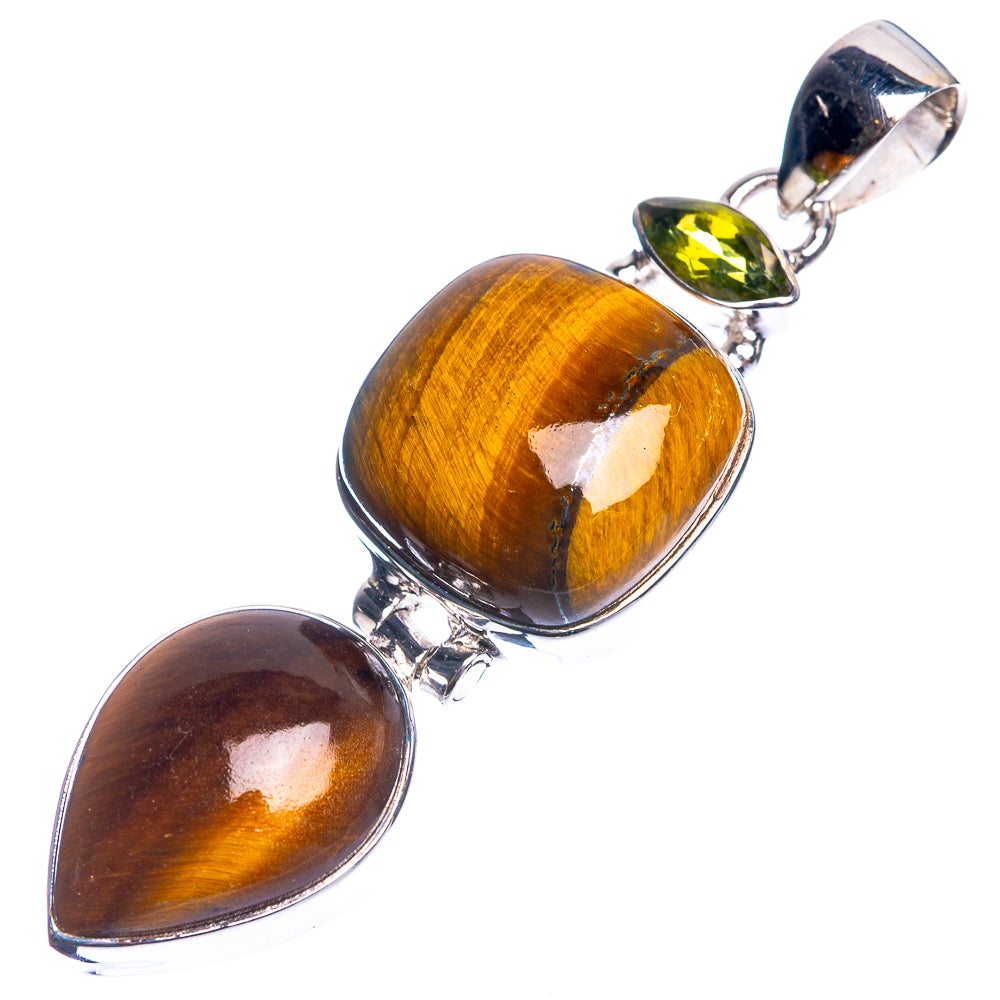 Tiger Eye, Peridot 925 Sterling Silver Pendant 2 1/8"