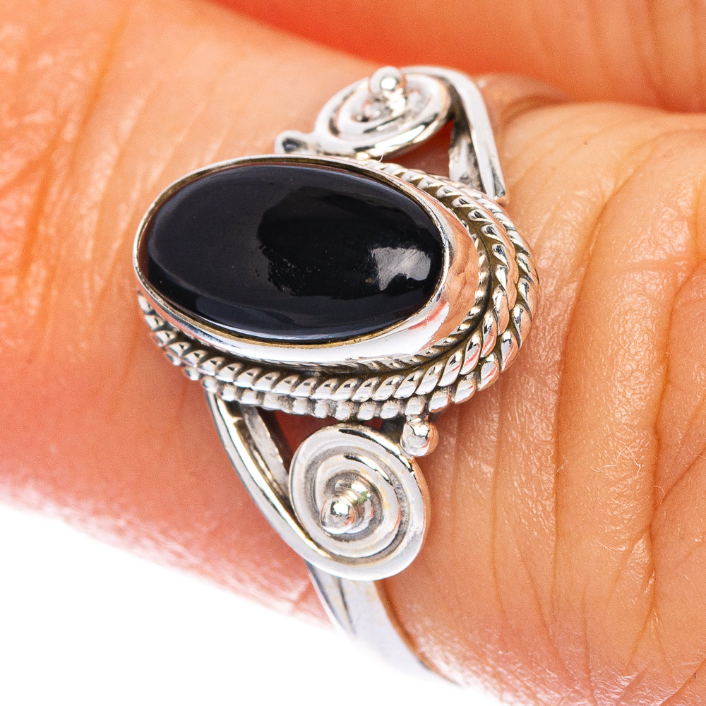 Black Onyx Dainty Ring Size 5 (925 Sterling Silver) R1028