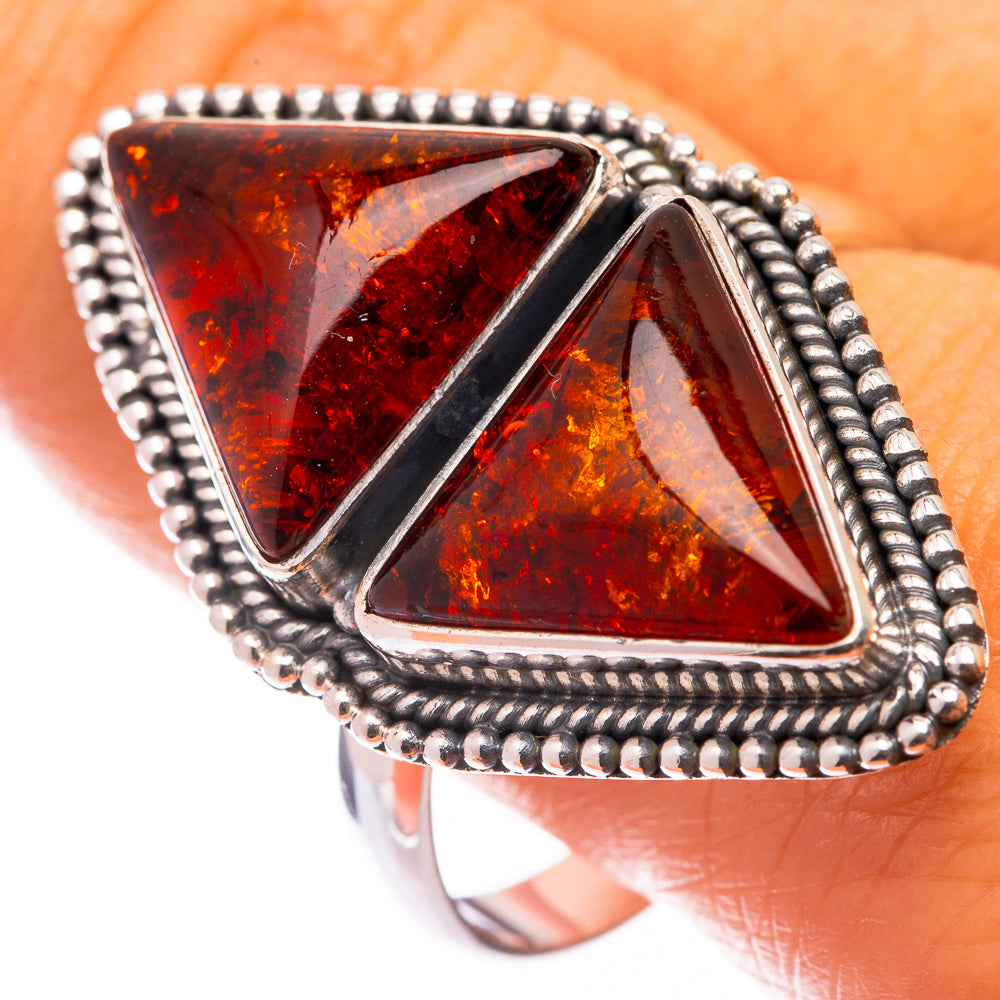 Large Baltic Amber Ring Size 12 (925 Sterling Silver) R141031