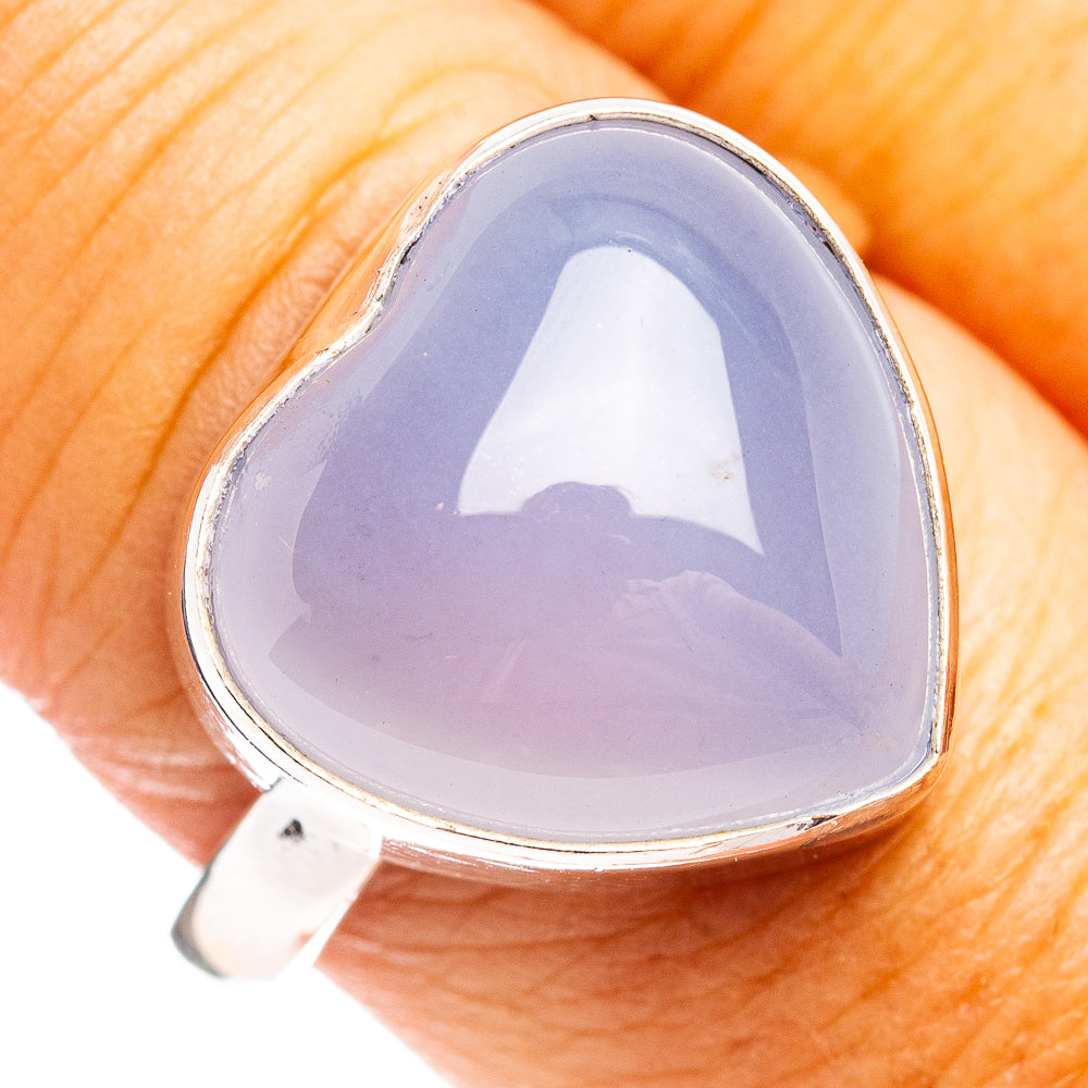 Lavender Chalcedony Heart Ring Size 9.5 (.925 Sterling Silver)
