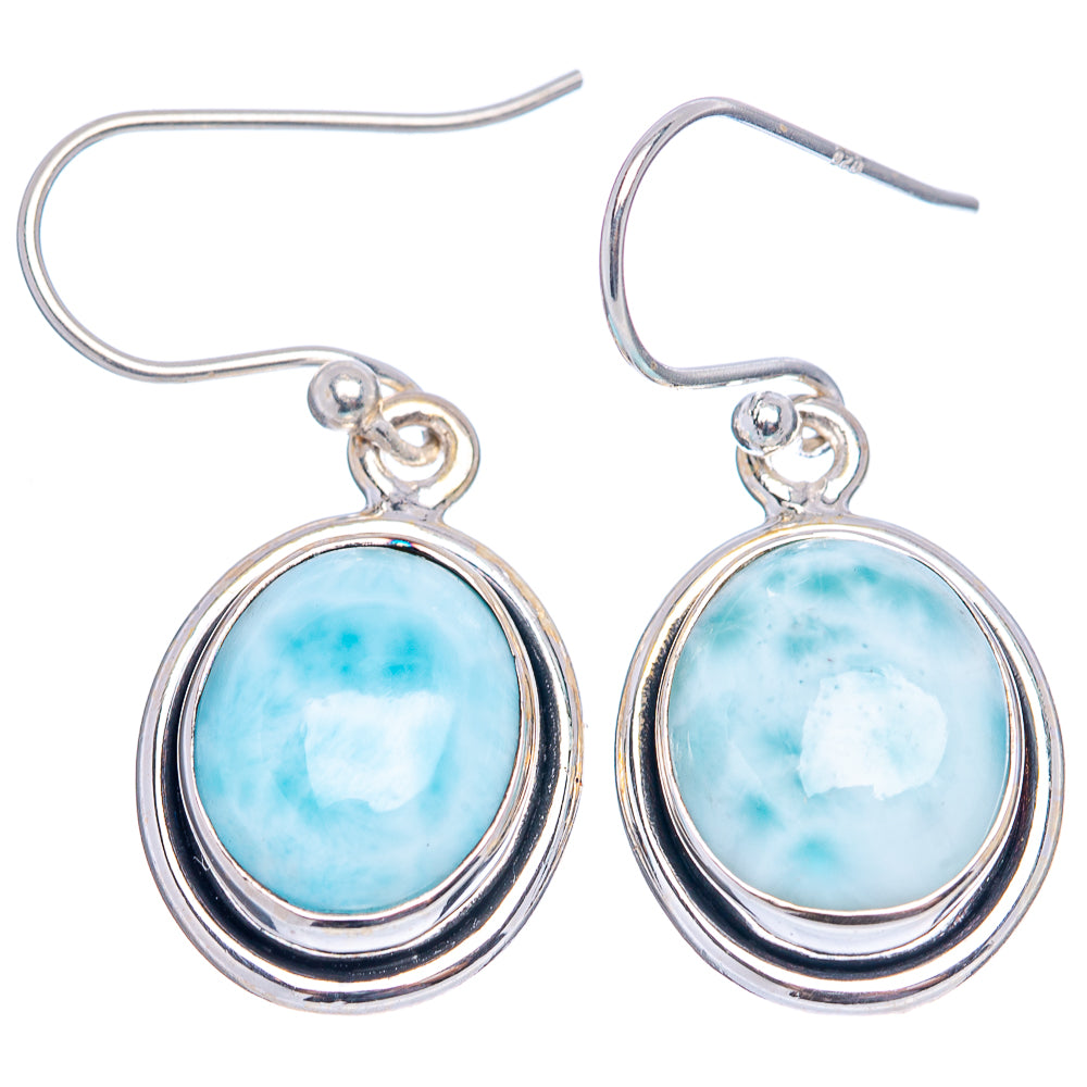 Larimar Earrings 1 3/8" (.925 Sterling Silver)